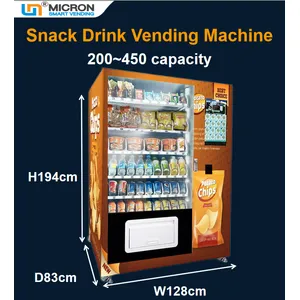 Micron snack and drink vending machine with touch screen support E-wallet